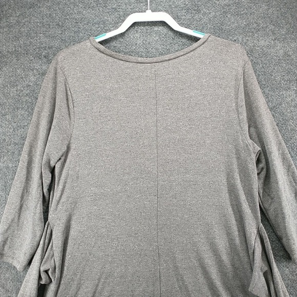 a.n.a Women's Front Tie A-Line Dress Gray Large 3/4 Sleeve Heather Crew Neck - Picture 4 of 14